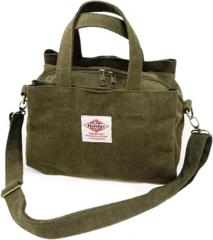 -112 Square Tote Bag Unisex Shoulder Bag Canvas, Top zipper Closure with Coaster for Everyday Bag