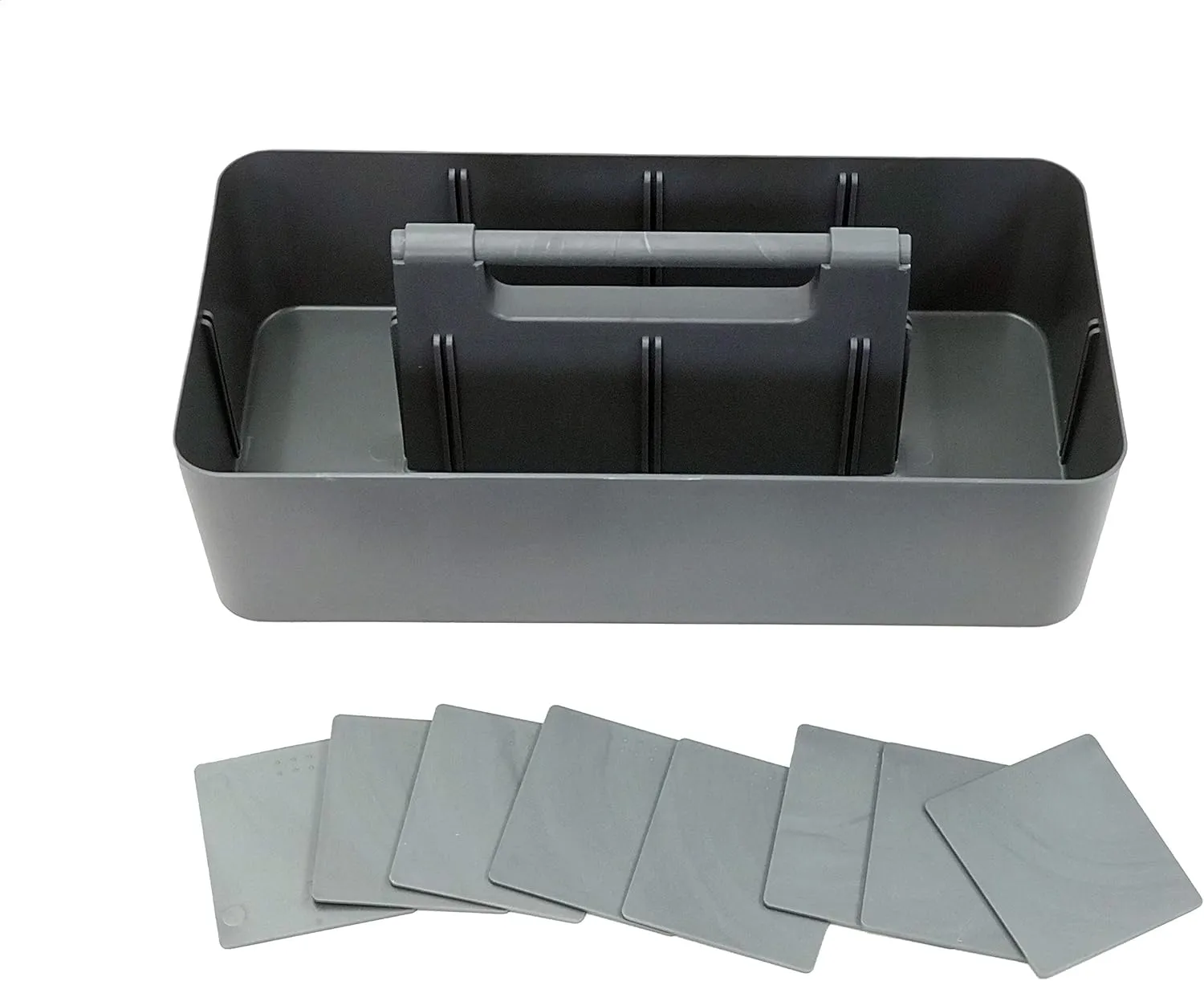 -Large Portable Caddy, DIY Dividers, 8 Compartments, School Office Supplies Business Organizer,Portable Basket with Handle Made in USA (3 PACK, Black/Gray/Ivory)