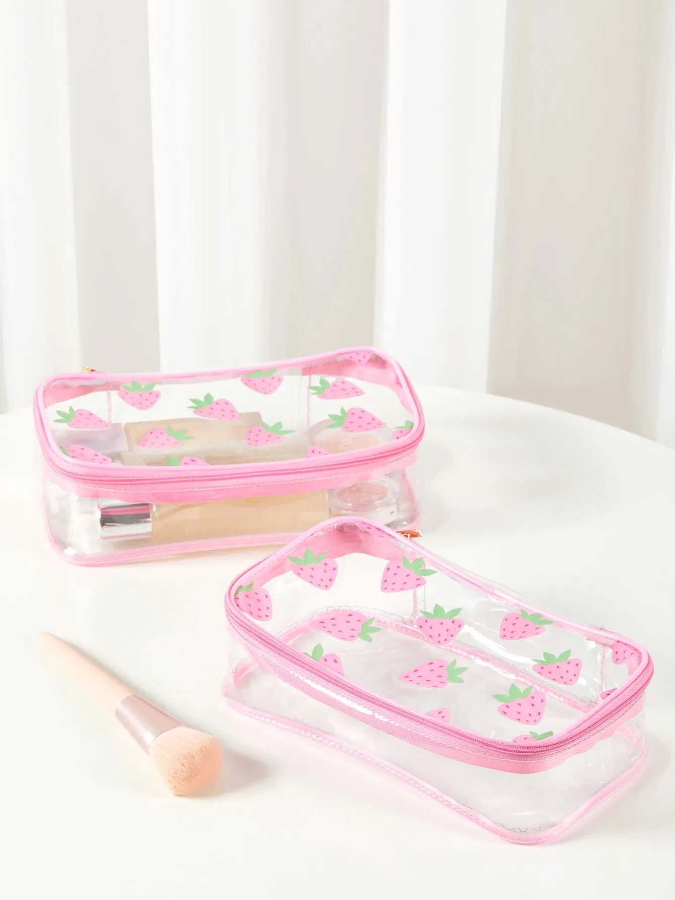 1 Piece Waterproof Transparent PVC Strawberry Cosmetic Bag Great for Travel