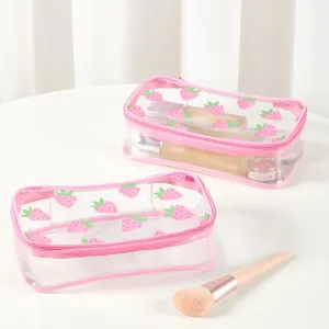 1 Piece Waterproof Transparent PVC Strawberry Cosmetic Bag Great for Travel