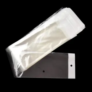 100 Pieces 10.5x62cm Transparent Long Plastic OPP Bag for Wig Package Clear Self Adhesive Hairpiece Pack Poly Bag Hair Extension Packaging Bags