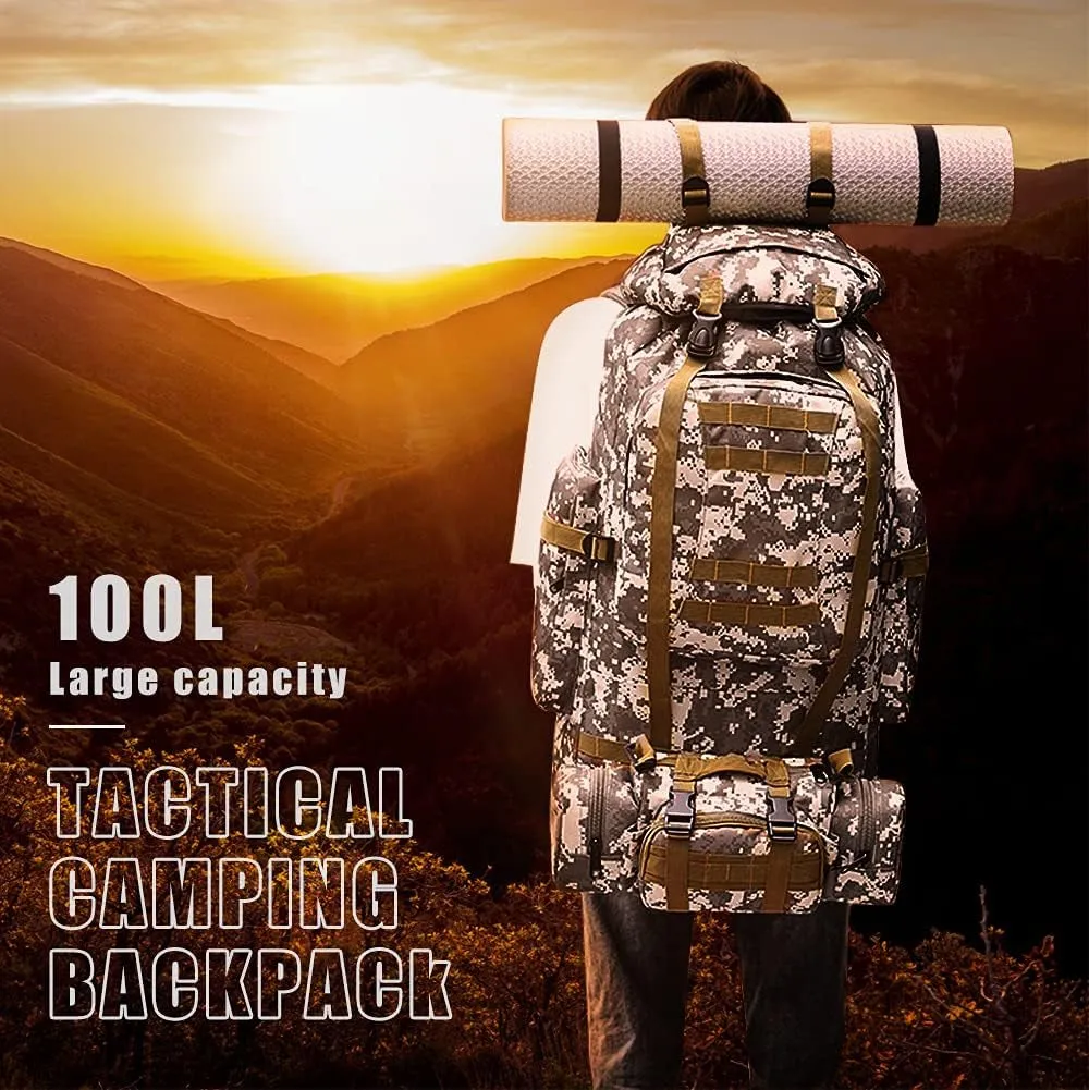 100L Camping Hiking Backpack Molle Rucksack Military Camping Backpacking Daypack
