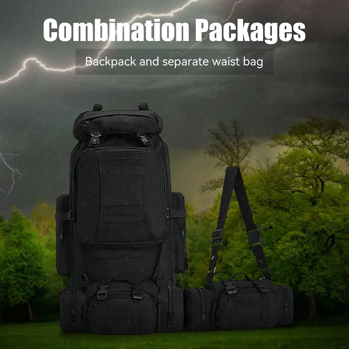 100L Camping Hiking Backpack Molle Rucksack Military Camping Backpacking Daypack