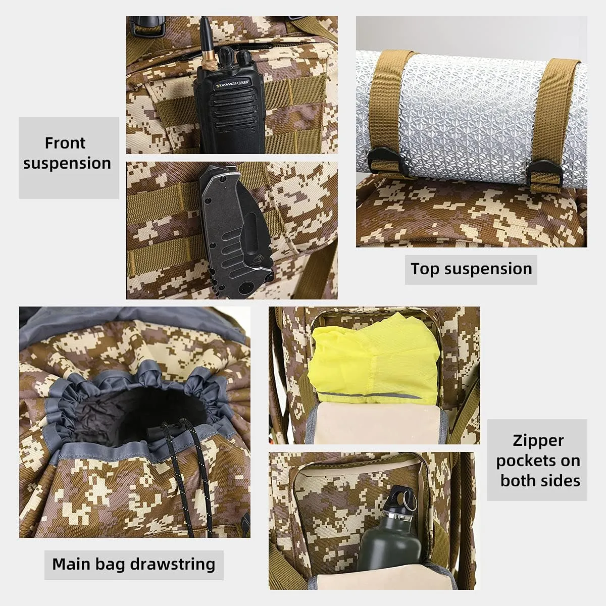 100L Camping Hiking Backpack Molle Rucksack Military Camping Backpacking Daypack