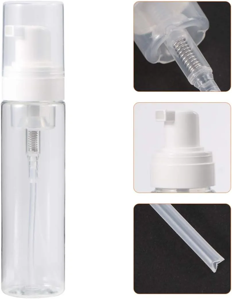 10pcs Reusable Empty Pump Bottles Transparent Dispenser for Shampoo Conditioner Lotion Wash Space Saving Travel for Gym and Shower