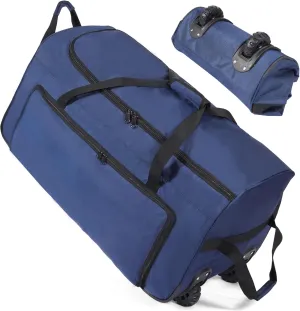 120L Foldable Duffle Bag with Wheels, Protable Rolling Travel Bag with Multiple Compartments for Travel,Sports,Camping