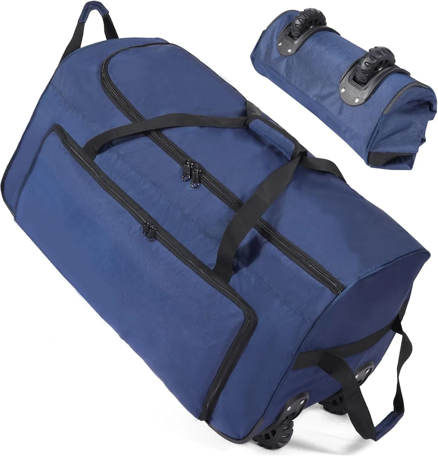 120L Foldable Duffle Bag with Wheels, Protable Rolling Travel Bag with Multiple Compartments for Travel,Sports,Camping