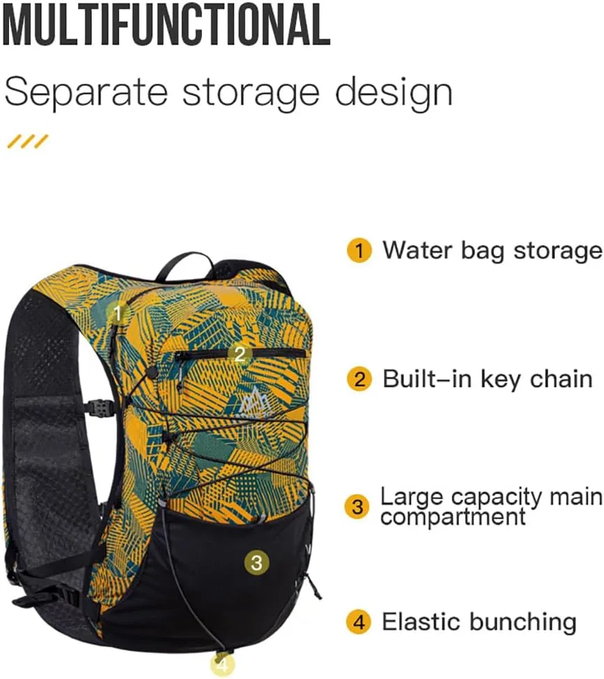 12L Hydration Backpack Vest, Multi-Pocket Design, Breathable and Lightweight Running Backpack for Cycling, Climbing and Hiking