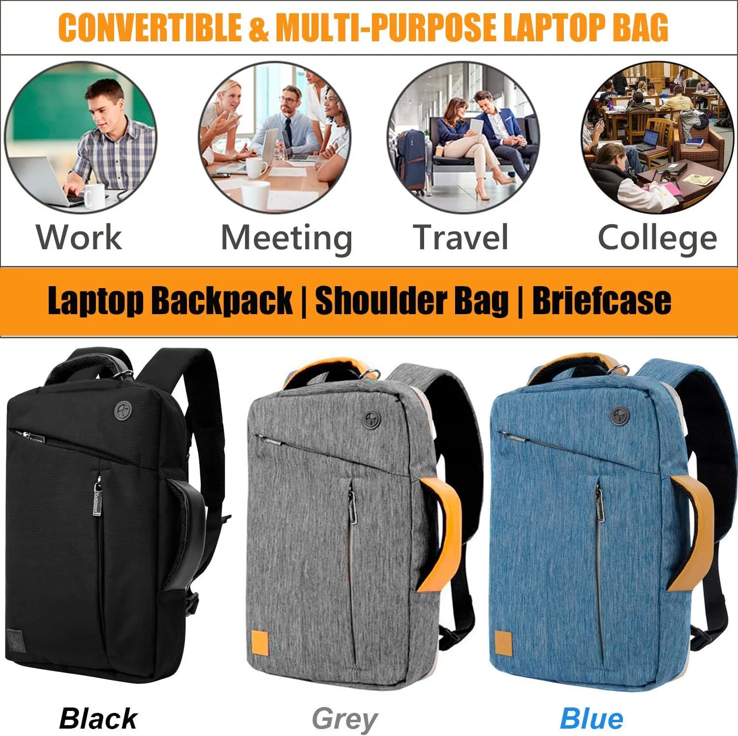 13 14 Inch Hybrid Laptop Backpack Shoulder Bag for MacBook Pro 14/Air 13, Surface Laptop 7, Galaxy Tab S10 S9 S8 Ultra, Dell XPS 13