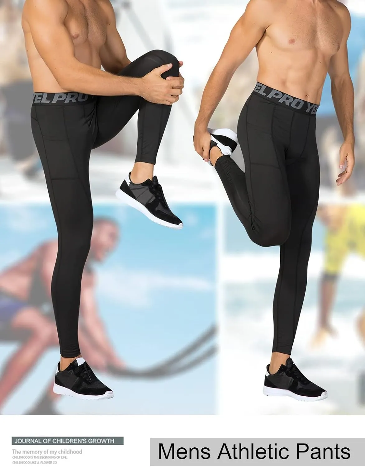 1/3 Pack Mens Compression Pants Running Tights Athletic Sports Baselayer Pockets Basketball Active Tights