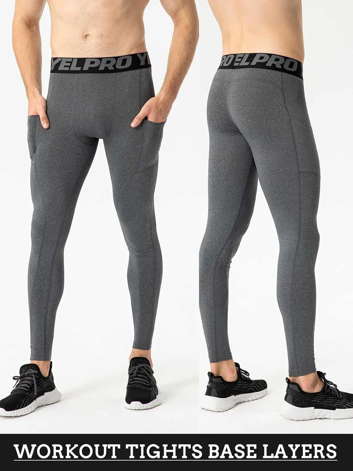 1/3 Pack Mens Compression Pants Running Tights Athletic Sports Baselayer Pockets Basketball Active Tights