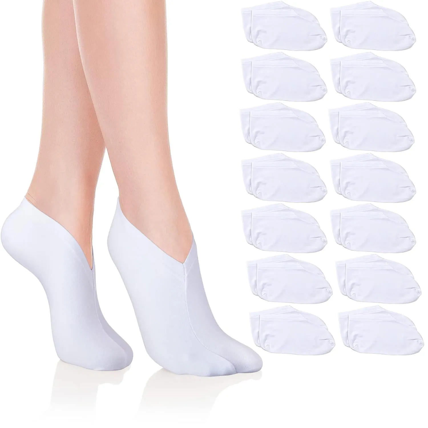 14 Pairs Moisturizing Socks Lotion Overnight Spa Socks Dry Feet Cotton Cosmetics Socks Spa Moisturizing Enhancing Socks Spandex Sock for Women and Men Feet Care, White