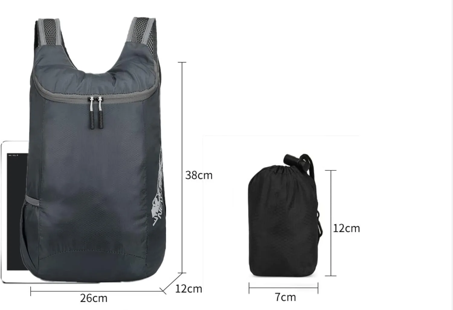 14L Hiking Backpack Lightweight Packable Hiking Daypack Water Resistant Lightweight Foldable Hiking Backpack for Travel Camping Outdoor Small Travel Outdoor Foldable Shoulder Bag (Grey)