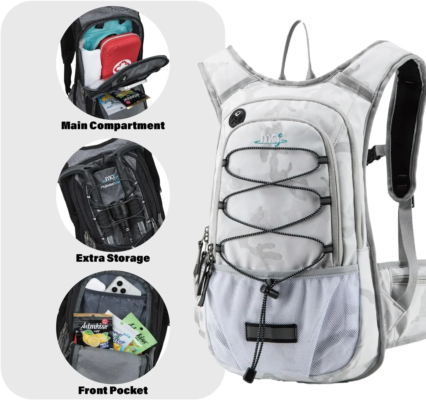 15L Insulated Hydration Backpack Pack with 2L Water Bladder Lightweight Hiking Backpack Bag for Women Men Daypack for Hiking Running Festival Camping Biking