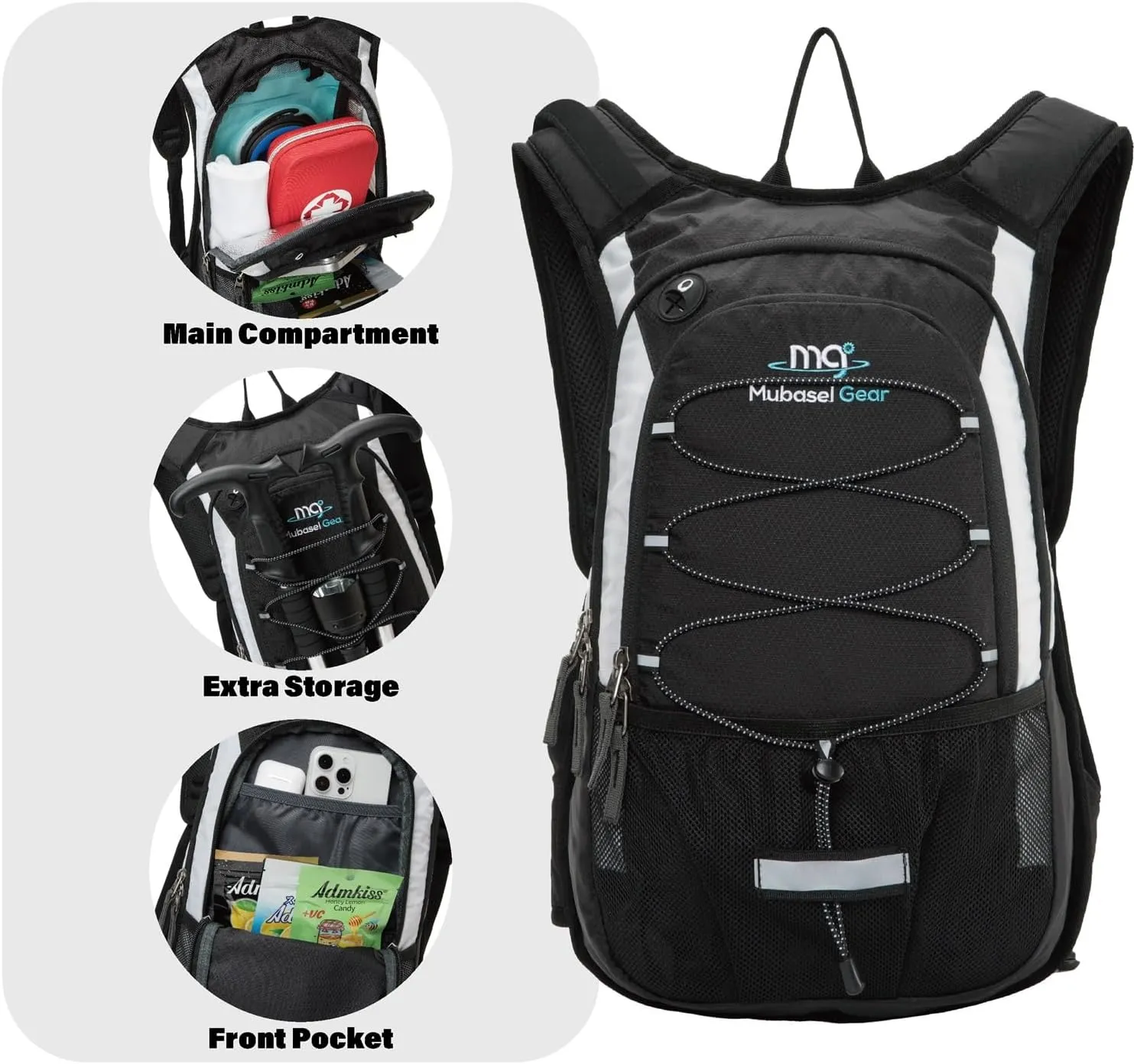 15L Insulated Hydration Backpack Pack with 2L Water Bladder Lightweight Hiking Backpack Bag for Women Men Daypack for Hiking Running Festival Camping Biking