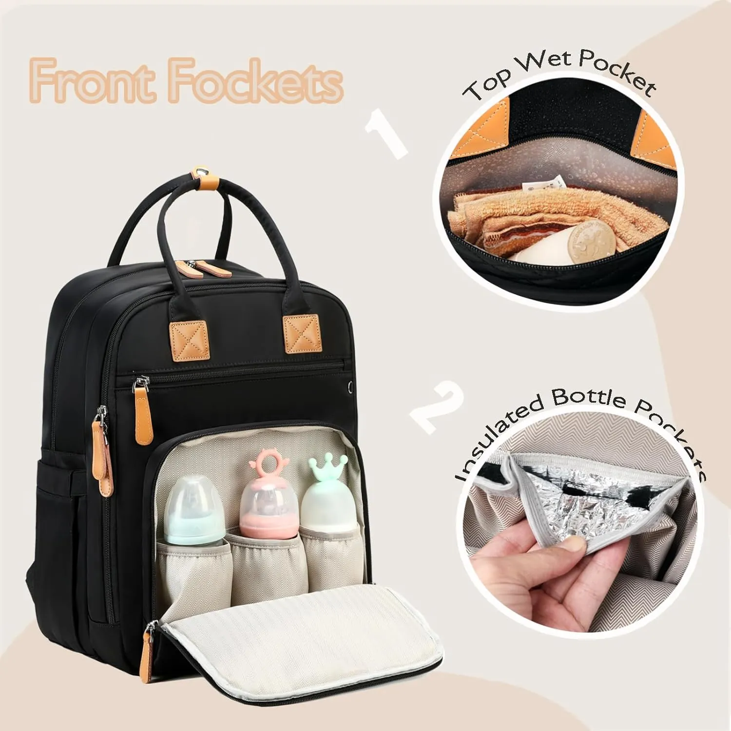 18 Pockets Diaper Bag Backpack with Waterproof Pockets and Stroller Buckle, Convertible Tote Bag (XL Green)