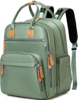 18 Pockets Diaper Bag Backpack with Waterproof Pockets and Stroller Buckle, Convertible Tote Bag (XL Green)