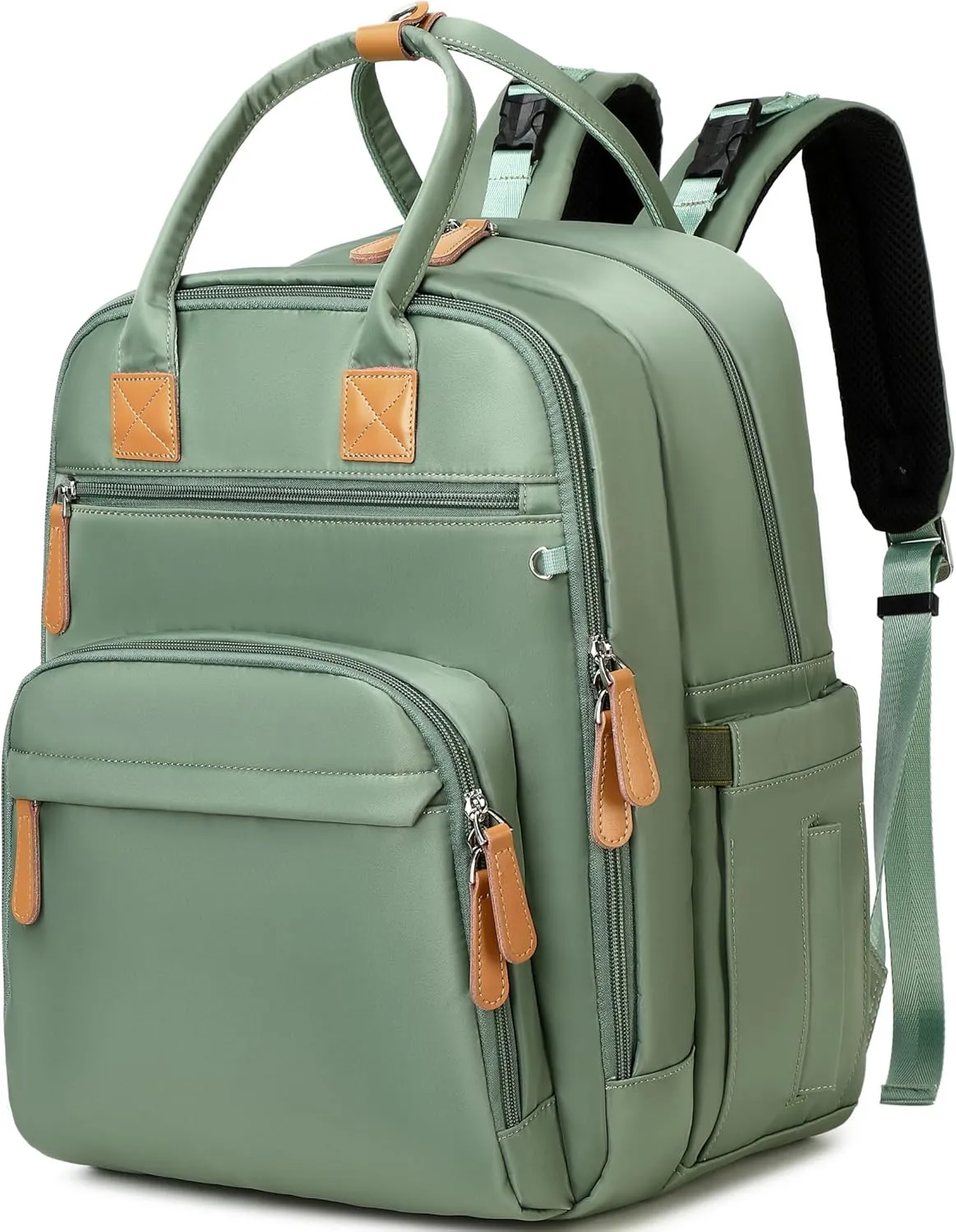 18 Pockets Diaper Bag Backpack with Waterproof Pockets and Stroller Buckle, Convertible Tote Bag (XL Green)