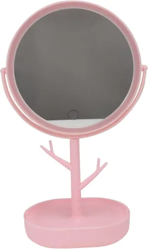 1pc Desktop LED Makeup Mirror Rotatable Rechargeable Cosmetics Mirror with Brightness Portable Folding Design for and Travel