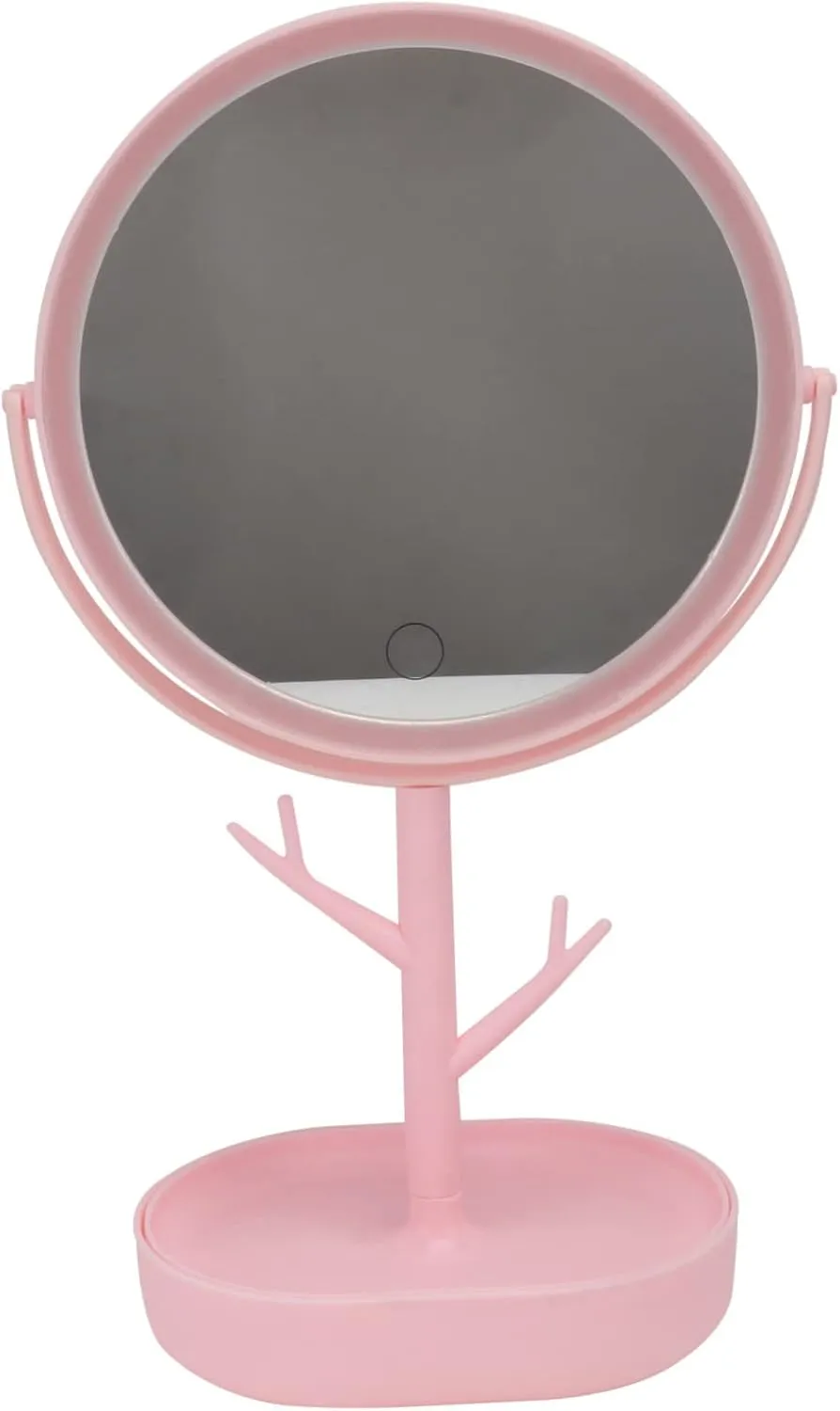 1pc Desktop LED Makeup Mirror Rotatable Rechargeable Cosmetics Mirror with Brightness Portable Folding Design for and Travel