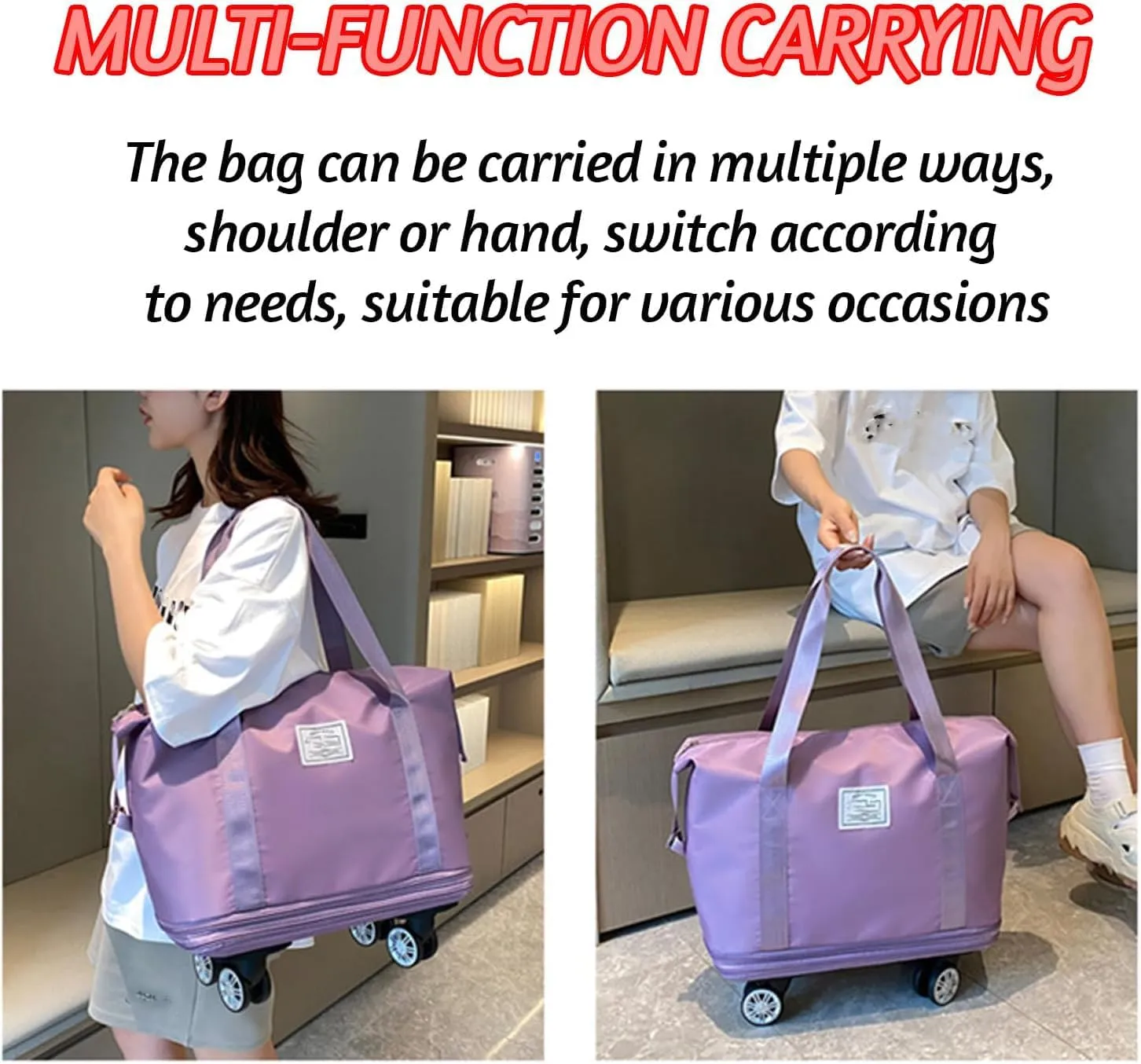 1pc Klarson Expandable Bag with Wheels,Klarson Travel Bag,Foldable Suitcase Collapsible Luggage (#04)