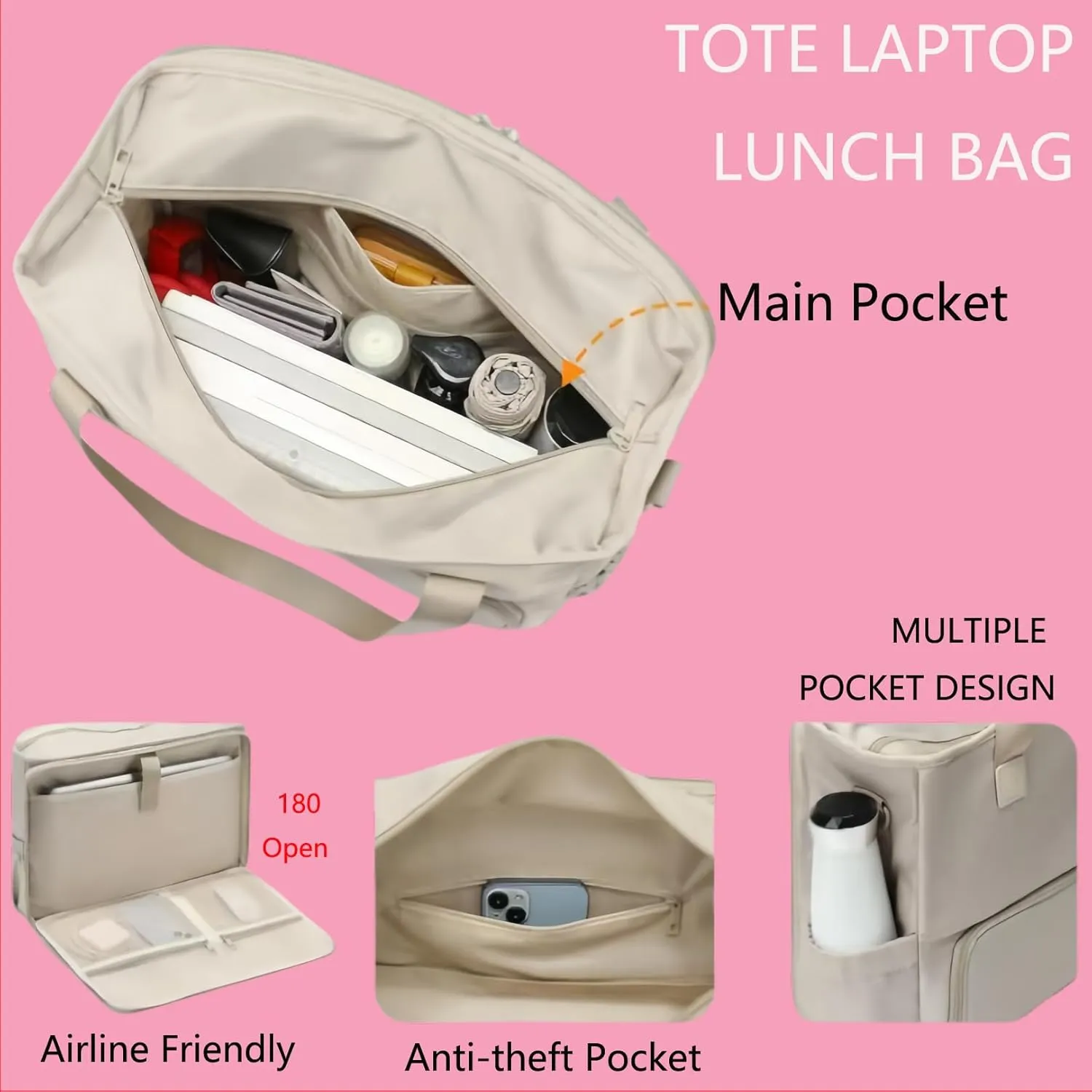 2 in 1 Tote Bag Lunch Bag Combo,Lunch Tote Bag for Women, Large Convertible Laptop Work Handbag for Women