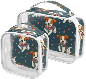 2 Pack clear Cartoon Animal Dog Pet toiletry bag men TSA approved multifunctional clear cosmetic bag travel essential