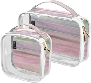 2 Pack Gradual Change clear decorative toiletry bag for women TSA approved portable travel cosmetic bags for women Men’s shaving kit Bolsa de maquillaje