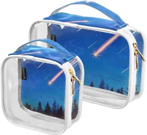 2 Pack Night Meteor clear decorative mens toiletry travel bag TSA approved reusable cosmetic travel bag Men’s shaving kit Bolsa de almacenamiento