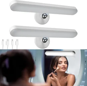 2 Pack Wireless Vanity Lights for Mirror, Rechargeable Battery Operated Mirror Lights, Adjustable Color Brightness & Angle Makeup Light, Cordless Lights for Mirror, for Makeup Vanity Bathroom