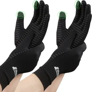 2-Pairs Pack Copper Full Finger Compression Gloves, Copper Arthritis Gloves for Women & Men Relieve Pain from Arthritis Pain, Swelling and Rheumatoid, and Everyday Hands Support (Large (Pack of 2))