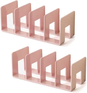 2 Pcs Acrylic Clear Purse Organizer for Closet - 4 Sections Handbag Divider Holder Storage in Bedroom Office (Pink)