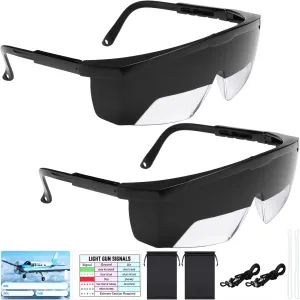 2 Set Aviation Flight Training Glasses Adjustable View Limiting Goggles Device, Tag Light Gun Signal (Black)