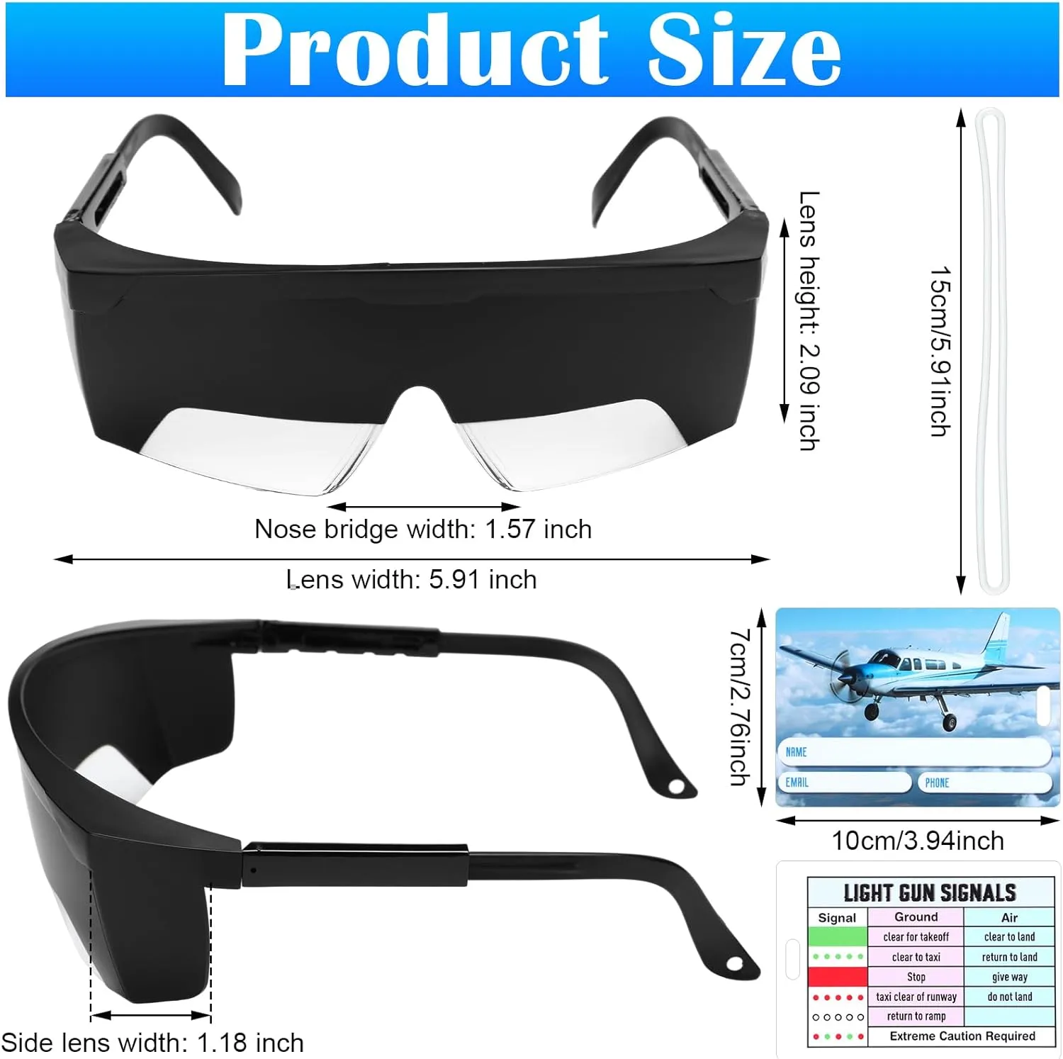 2 Set Aviation Flight Training Glasses Adjustable View Limiting Goggles Device, Tag Light Gun Signal (Black)