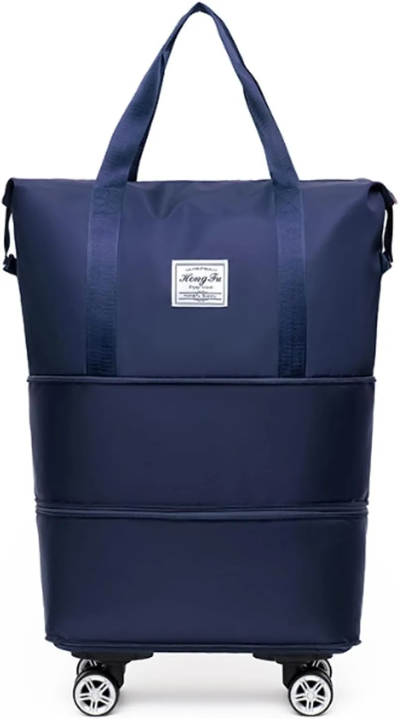 2025 New Large Capacity Travel Bag -Universal Wheel Removable, Waterproof Foldable Dry-Wet Separation for Gym (Dark Blue)