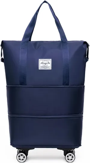 2025 New Large Capacity Travel Bag -Universal Wheel Removable, Waterproof Foldable Dry-Wet Separation for Gym (Dark Blue)