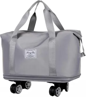2025 New Large Capacity Travel Bag -Universal Wheel Removable, Waterproof Foldable Dry-Wet Separation for Gym (Gray)