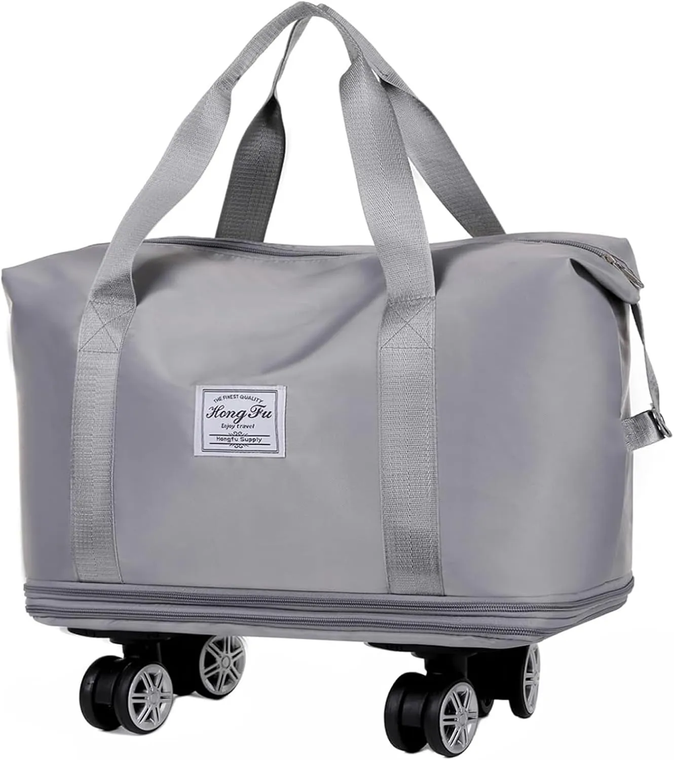 2025 New Large Capacity Travel Bag -Universal Wheel Removable, Waterproof Foldable Dry-Wet Separation for Gym (Gray)