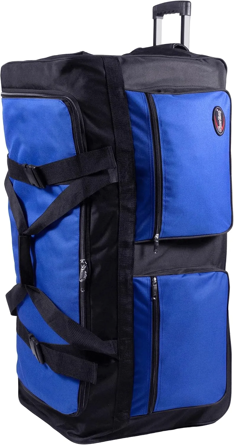 20"/30"/36"/40" Rolling Duffle Bag Travel Wheeled Luggage Suitcase (Blue, 36-inch)