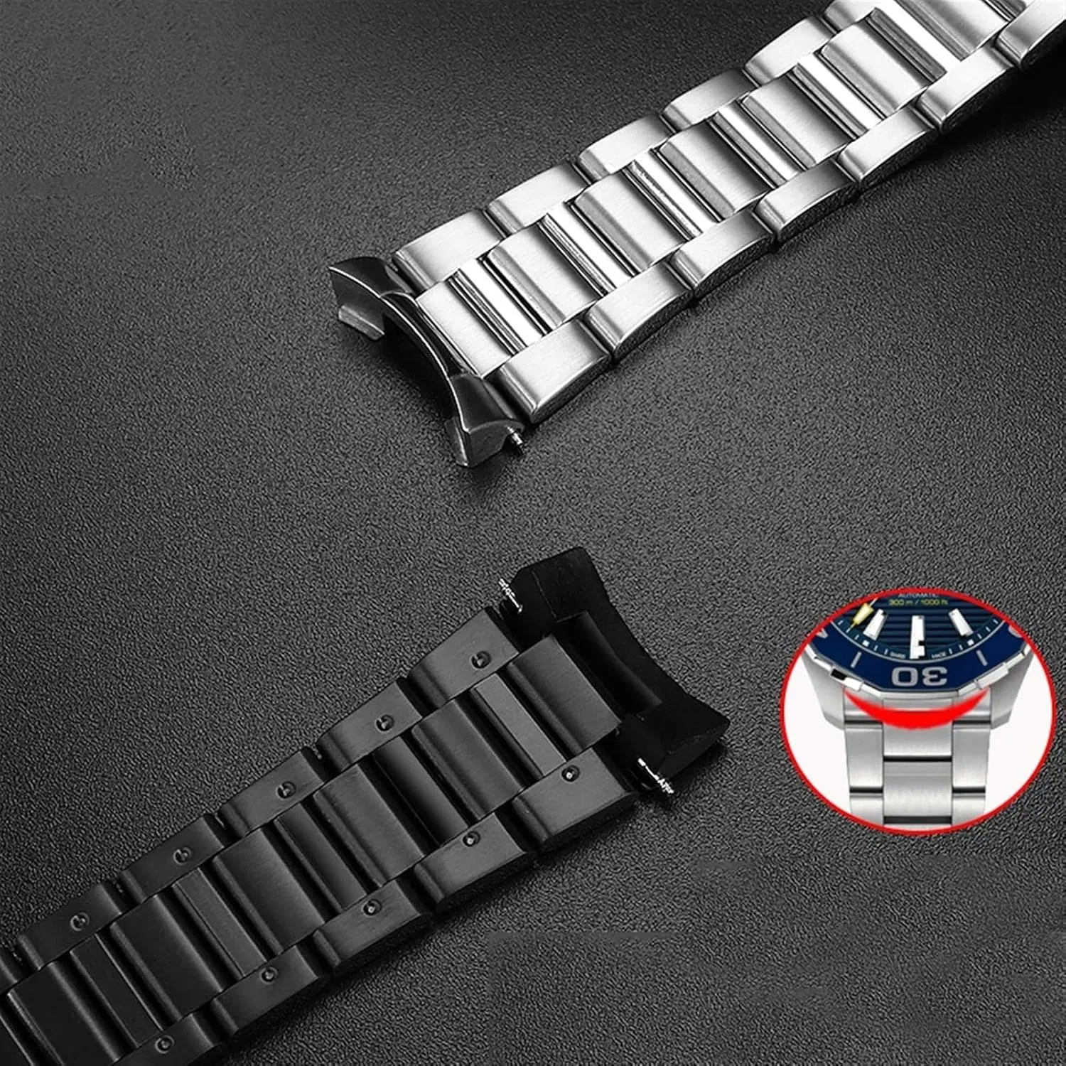 22mm Stainless Steel Watchband For Tag Heuer CARRERA Arc End WatchBand Wrist Bracelet Deployment Man watch strap