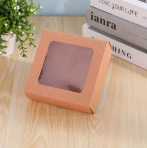 25pcs,Kraft Transparent Gift Box-3"x3"x1.5"&4"x4"x2"&5"x5"x2: Small / kraft