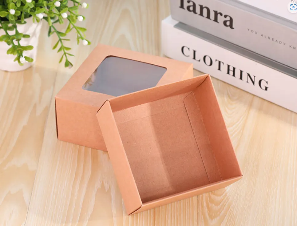 25pcs,Kraft Transparent Gift Box-3"x3"x1.5"&4"x4"x2"&5"x5"x2: Small / kraft