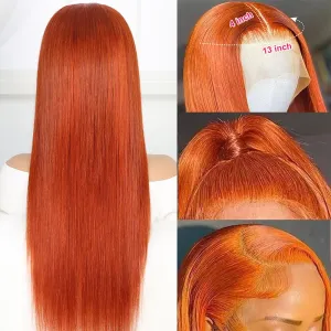 26Inch Ginger Lace Front Wigs Human Hair 180% Density 13x4 Straight Lace Front Wigs Human Hair Pre Plucked 350# Colored Wig Ginger Wig Human Hair with Natural Hairlin Ginger Orange Wigs for Women