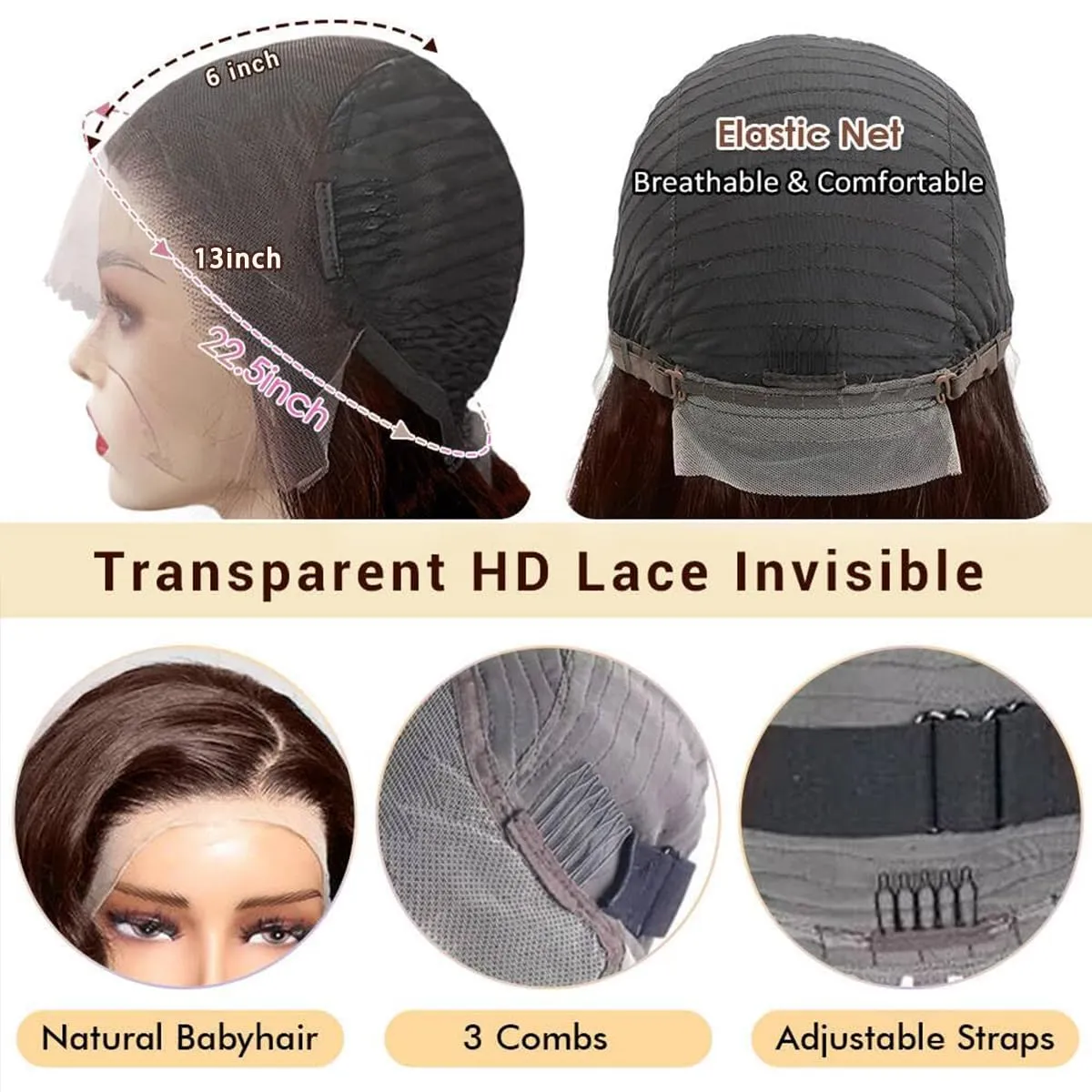 28 Inch Chocolate Brown Lace Front Wigs Human Hair 13x6 Straight Wigs Human Hair 220 Density Brown Wig 4# Brown Human Hair Wigs for Black Women
