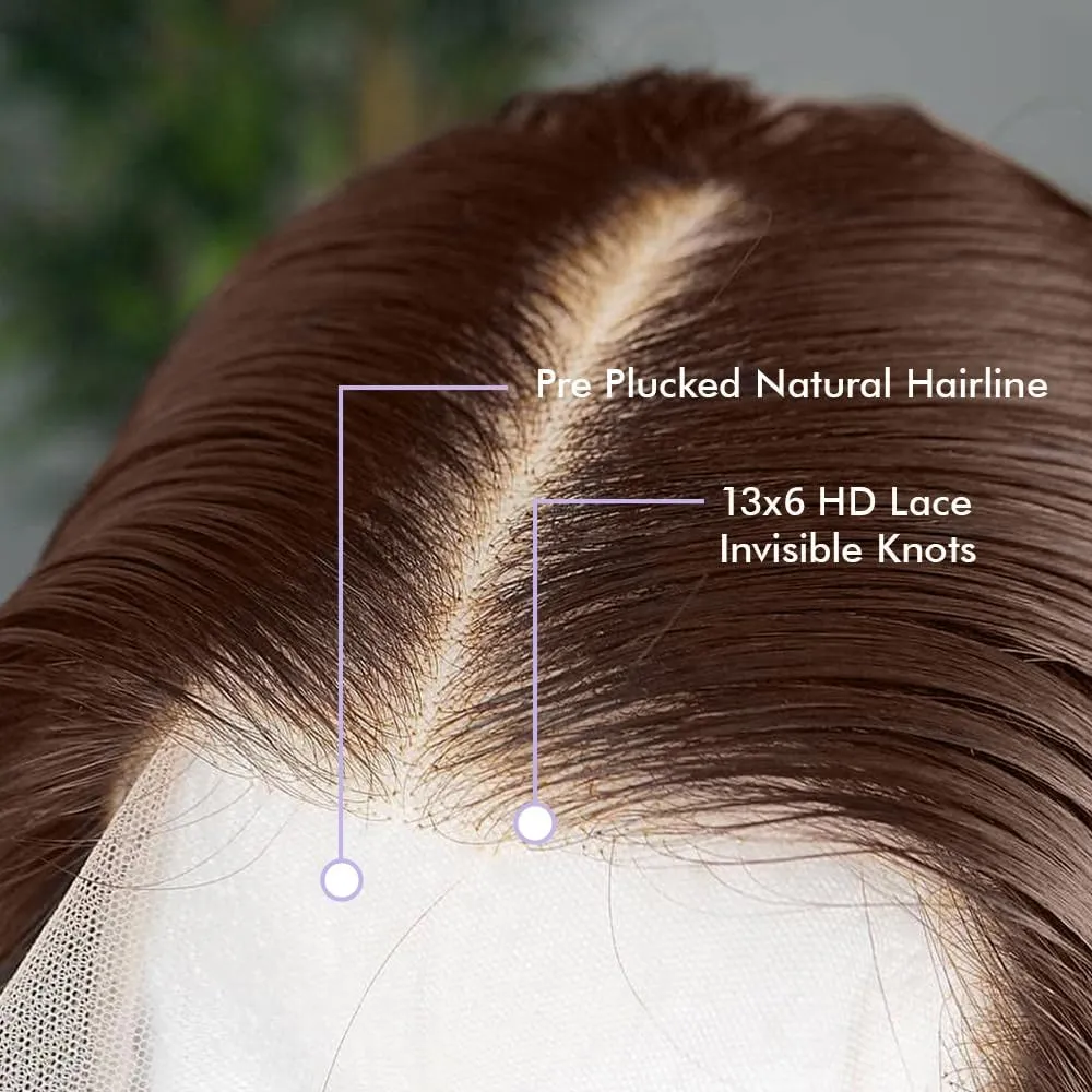 28 Inch Chocolate Brown Lace Front Wigs Human Hair 13x6 Straight Wigs Human Hair 220 Density Brown Wig 4# Brown Human Hair Wigs for Black Women
