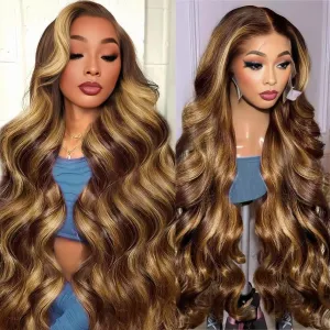 28 Inch Honey Blonde Wig Human Hair 13x6 Lace Front Wig Human Hair Pre Plucked 427 Ombre Body Wave Lace Front Wigs Human Hair 220 Density Blonde Wigs for Black Women