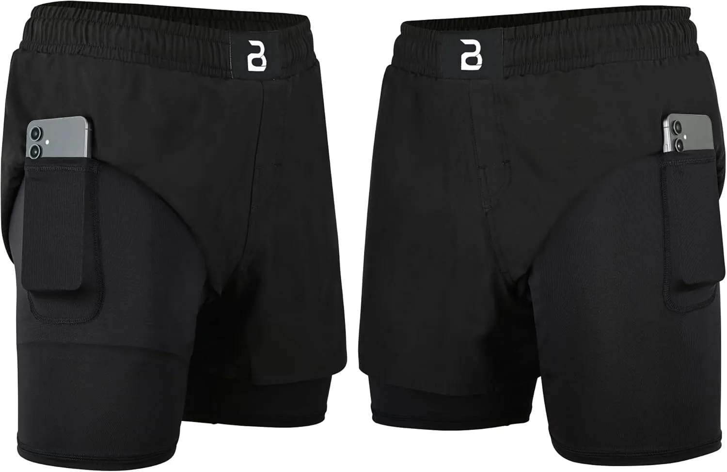 2BOLD MMA Shorts Men’s 2 in 1 Jiu-Jitsu Built in Compression Lining Athletic Gym Boxing Muay Thai BJJ No-Gi Grappling Shorts