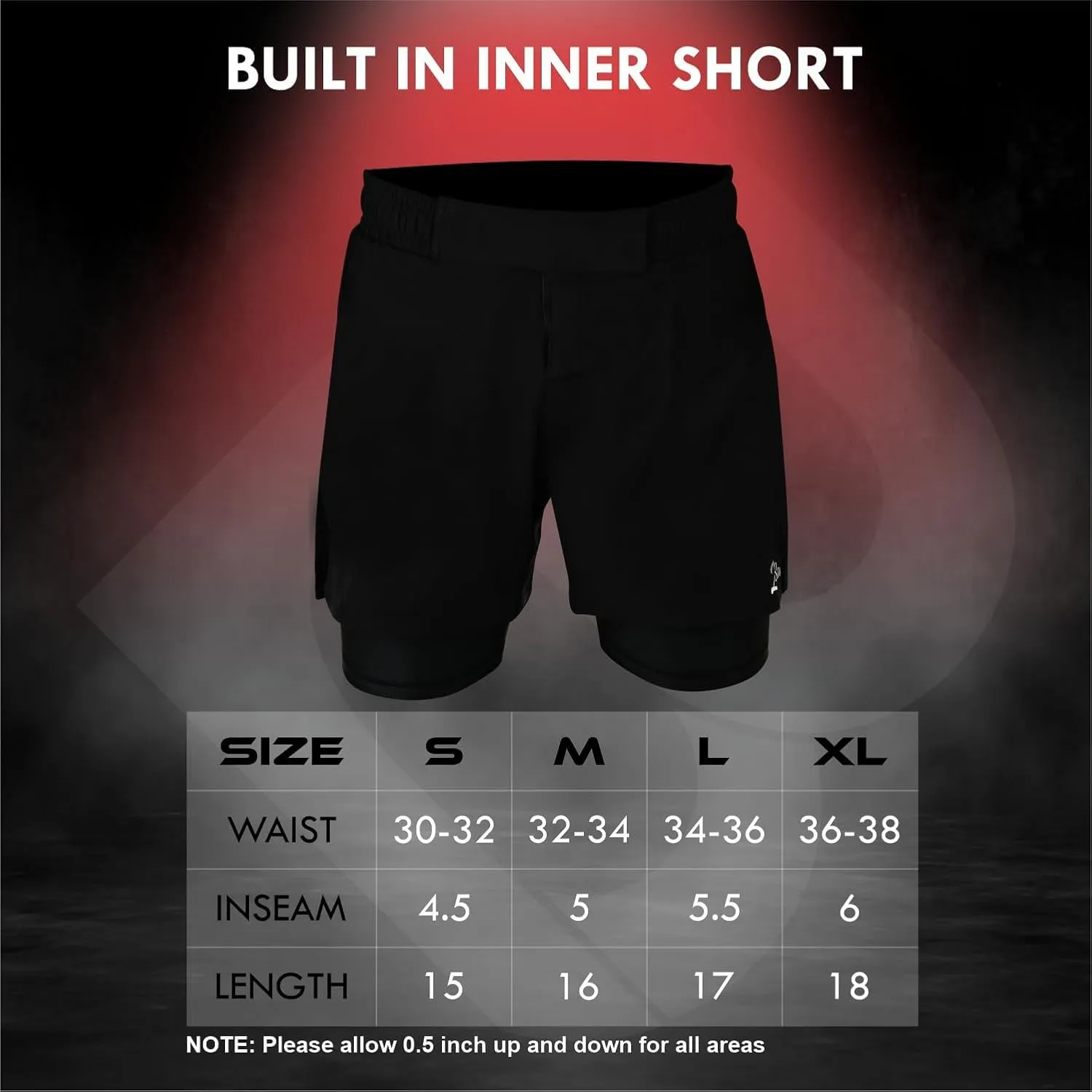 2BOLD MMA Shorts Men’s 2 in 1 Jiu-Jitsu Built in Compression Lining Athletic Gym Boxing Muay Thai BJJ No-Gi Grappling Shorts