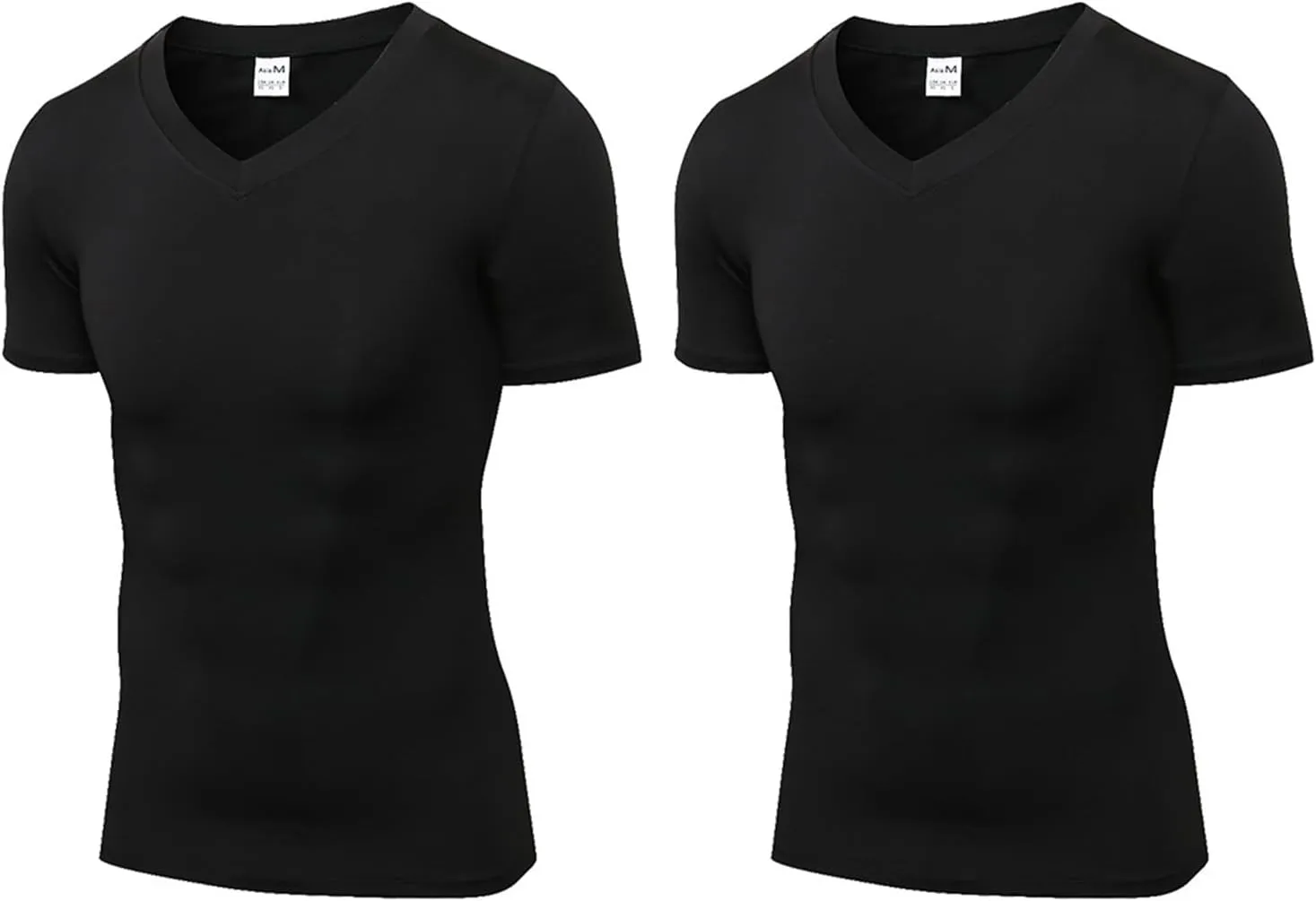 2pack Men's Compression Shirts V-Neck Short Sleeve Athletic T-Shirt Outdoor Running Quick Dry