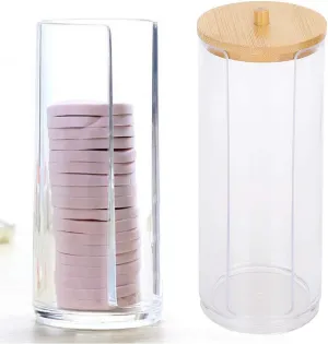 2PCS Cotton Round Holder, Transparent Cotton Pad Holder Makeup Removers Pad Organizer with Lid for Bathroom